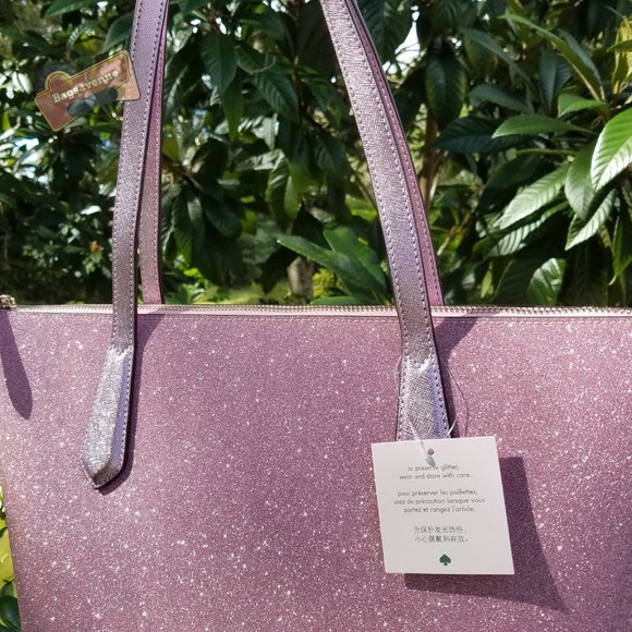 Rose Pink Lola Glitter Tote Bag Kate Spade glitter - Picture 12 of 13
